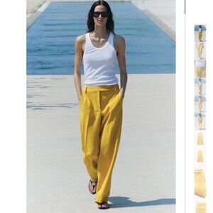 NWT ZARA ZW COLLECTION STRAIGHT LEG PANTS YELLOW
